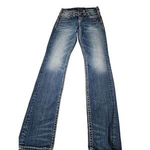Silver Jeans Womens Size 25 Suki Capri Stretch Low Rise Dark Blue Denim